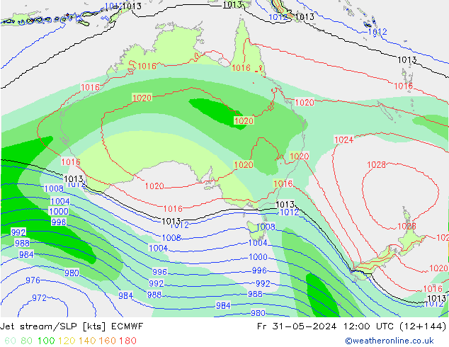 Jet stream/SLP ECMWF Fr 31.05.2024 12 UTC