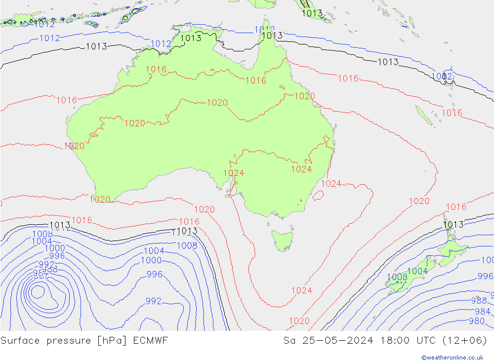 Surface pressure ECMWF Sa 25.05.2024 18 UTC