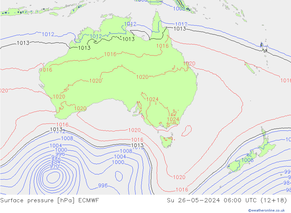 приземное давление ECMWF Вс 26.05.2024 06 UTC