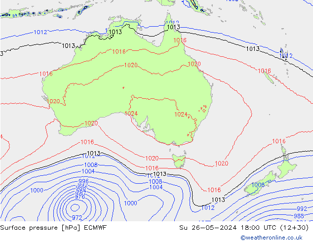 Surface pressure ECMWF Su 26.05.2024 18 UTC