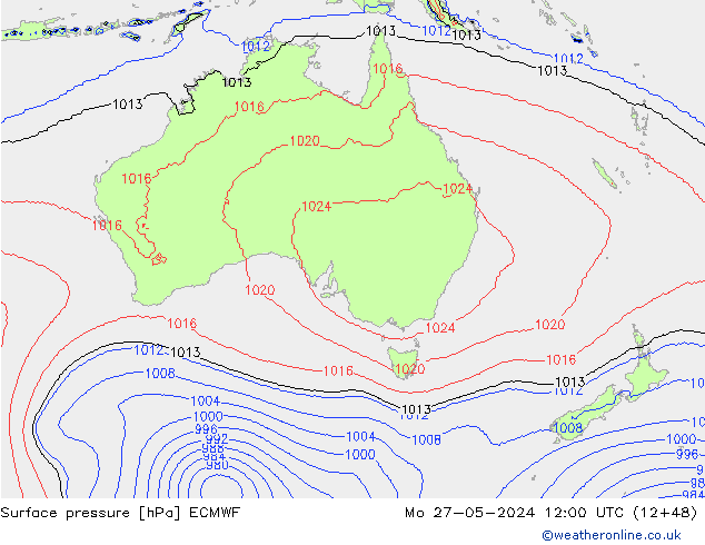 Surface pressure ECMWF Mo 27.05.2024 12 UTC