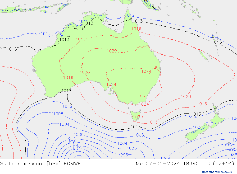 приземное давление ECMWF пн 27.05.2024 18 UTC