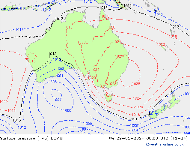 pression de l'air ECMWF mer 29.05.2024 00 UTC