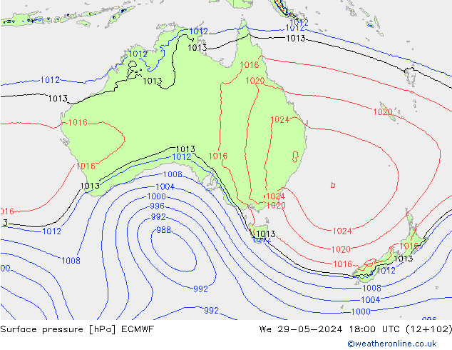 Bodendruck ECMWF Mi 29.05.2024 18 UTC