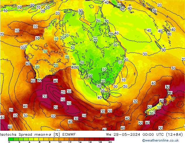 Isotachs Spread ECMWF We 29.05.2024 00 UTC