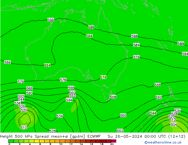 Height 500 hPa Spread ECMWF dom 26.05.2024 00 UTC