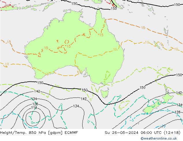 Height/Temp. 850 гПа ECMWF Вс 26.05.2024 06 UTC