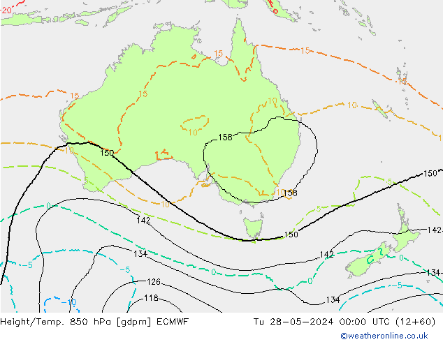 Height/Temp. 850 hPa ECMWF mar 28.05.2024 00 UTC