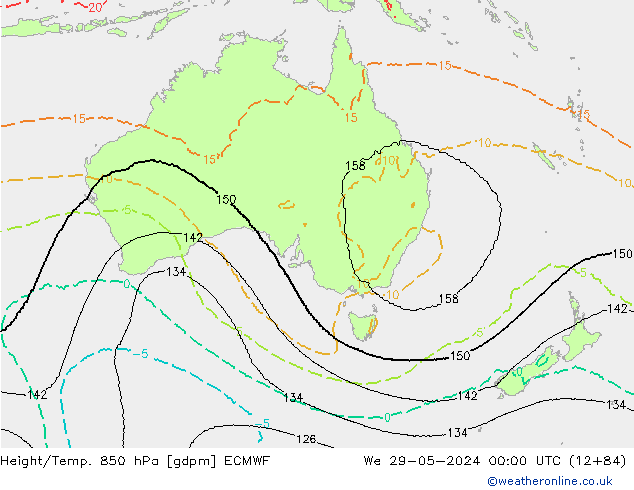 Height/Temp. 850 hPa ECMWF We 29.05.2024 00 UTC