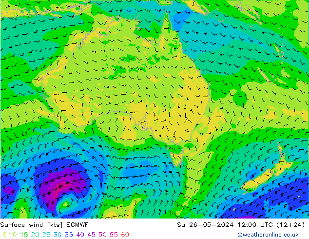 Surface wind ECMWF Su 26.05.2024 12 UTC