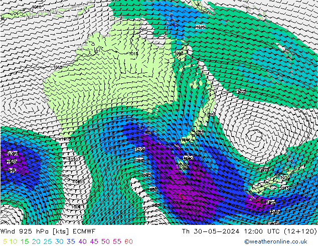 ветер 925 гПа ECMWF чт 30.05.2024 12 UTC