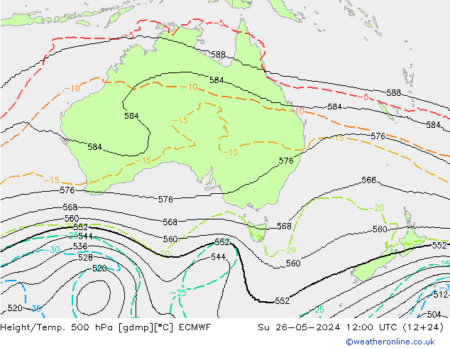 Height/Temp. 500 hPa ECMWF nie. 26.05.2024 12 UTC