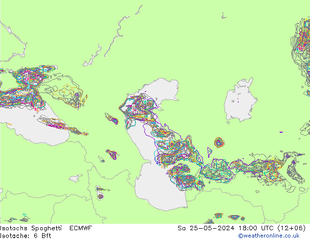 Eşrüzgar Hızları Spaghetti ECMWF Cts 25.05.2024 18 UTC