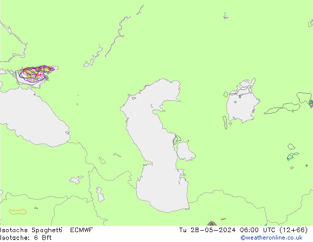 Izotacha Spaghetti ECMWF wto. 28.05.2024 06 UTC