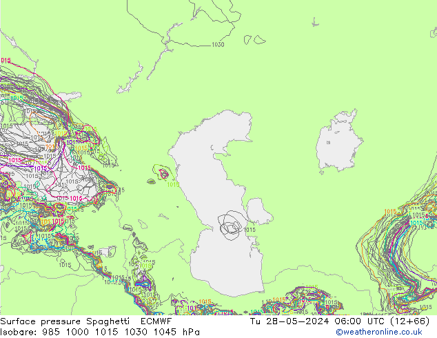 Surface pressure Spaghetti ECMWF Tu 28.05.2024 06 UTC