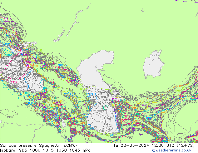 Luchtdruk op zeeniveau Spaghetti ECMWF di 28.05.2024 12 UTC