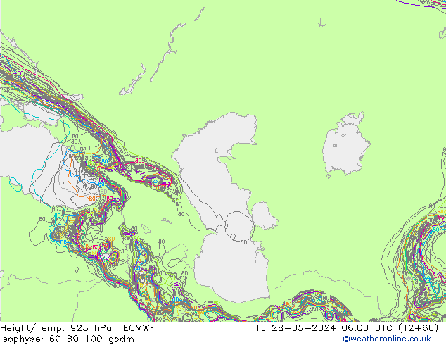 Height/Temp. 925 hPa ECMWF wto. 28.05.2024 06 UTC