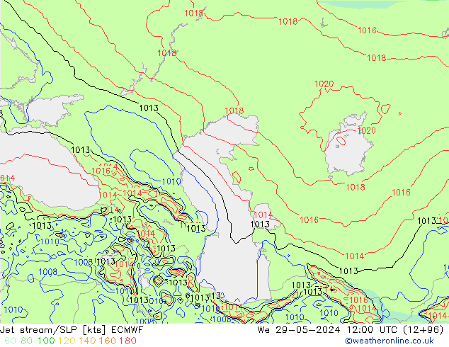 Jet stream/SLP ECMWF We 29.05.2024 12 UTC