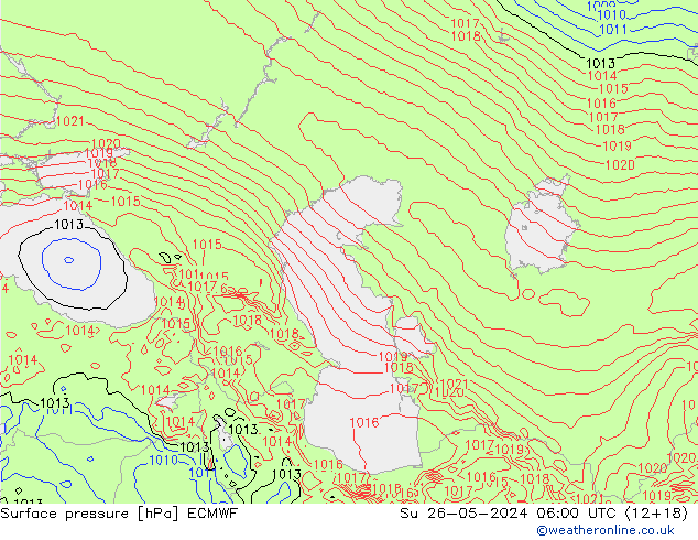 Presión superficial ECMWF dom 26.05.2024 06 UTC