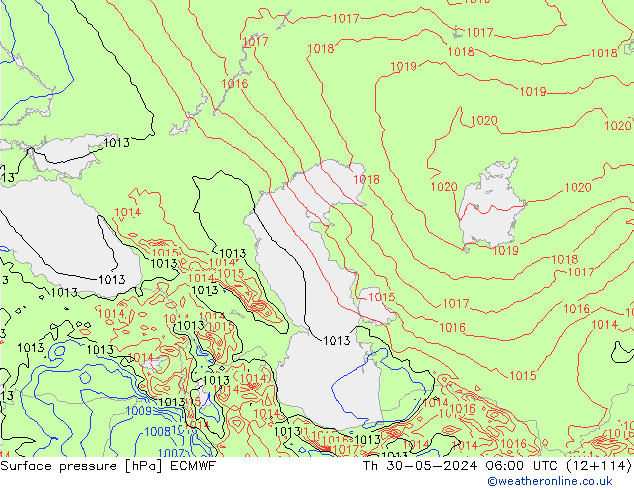 Atmosférický tlak ECMWF Čt 30.05.2024 06 UTC