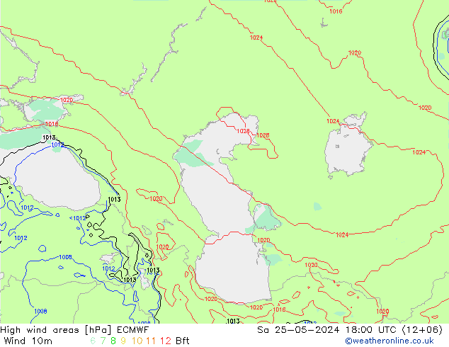 High wind areas ECMWF sab 25.05.2024 18 UTC