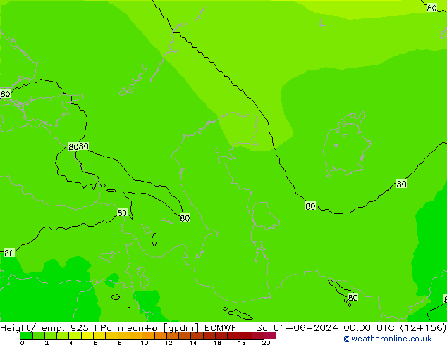 Hoogte/Temp. 925 hPa ECMWF za 01.06.2024 00 UTC