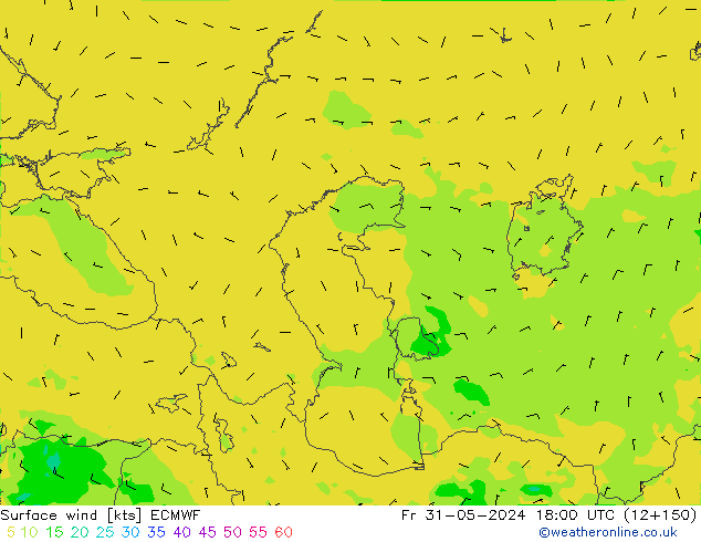 Surface wind ECMWF Fr 31.05.2024 18 UTC