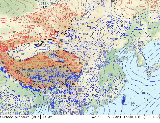 地面气压 ECMWF 星期三 29.05.2024 18 UTC