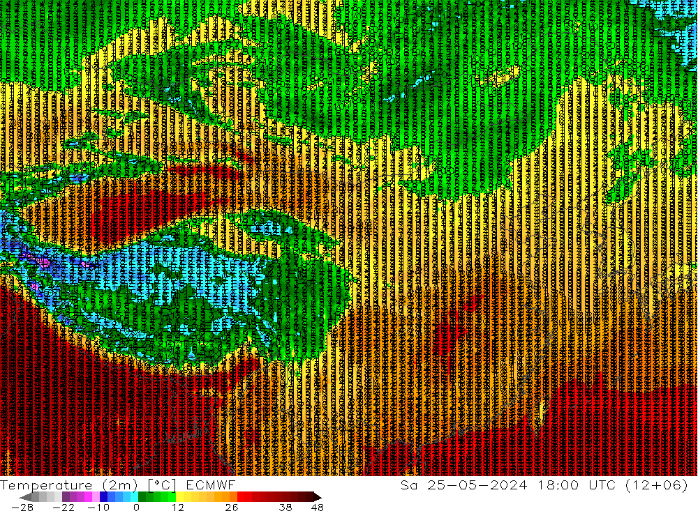 温度图 ECMWF 星期六 25.05.2024 18 UTC