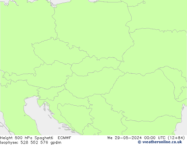 Hoogte 500 hPa Spaghetti ECMWF wo 29.05.2024 00 UTC