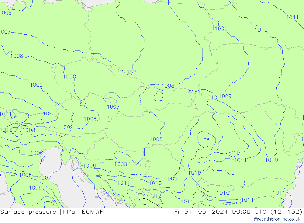 Atmosférický tlak ECMWF Pá 31.05.2024 00 UTC