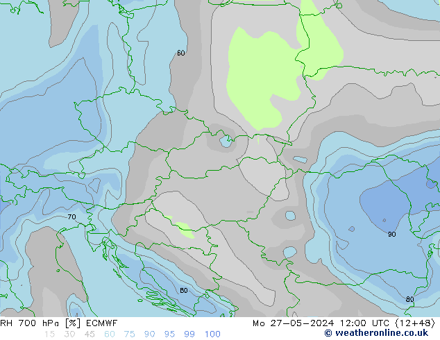 RH 700 hPa ECMWF  27.05.2024 12 UTC