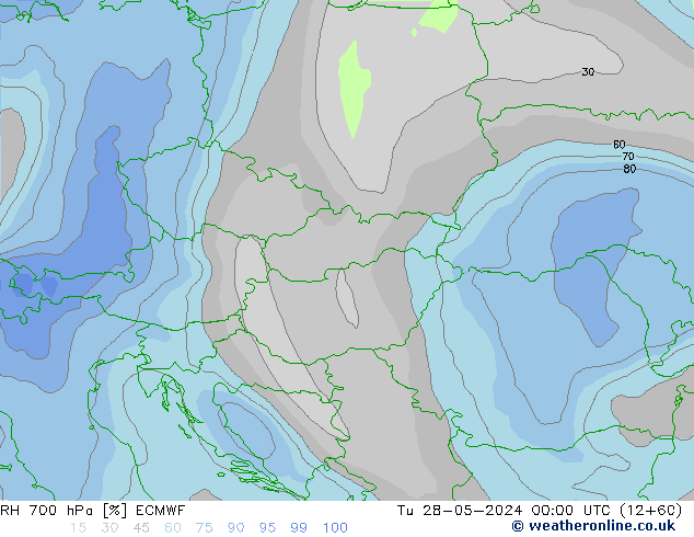 RH 700 hPa ECMWF Ter 28.05.2024 00 UTC