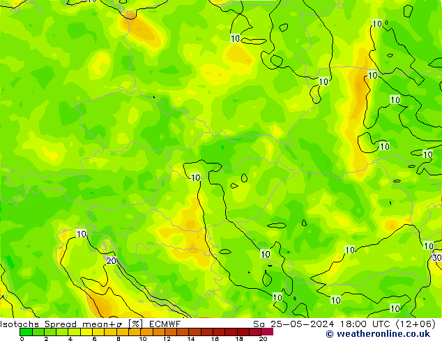 Isotachs Spread ECMWF Sáb 25.05.2024 18 UTC