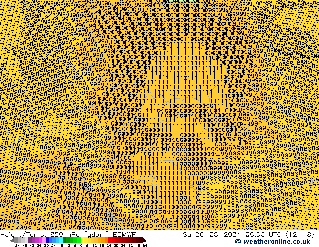 Height/Temp. 850 hPa ECMWF dom 26.05.2024 06 UTC