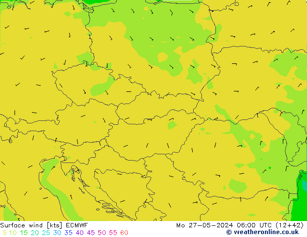 Surface wind ECMWF Po 27.05.2024 06 UTC