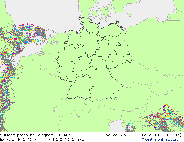 Bodendruck Spaghetti ECMWF Sa 25.05.2024 18 UTC