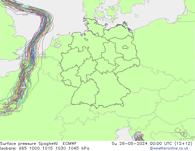 Surface pressure Spaghetti ECMWF Su 26.05.2024 00 UTC