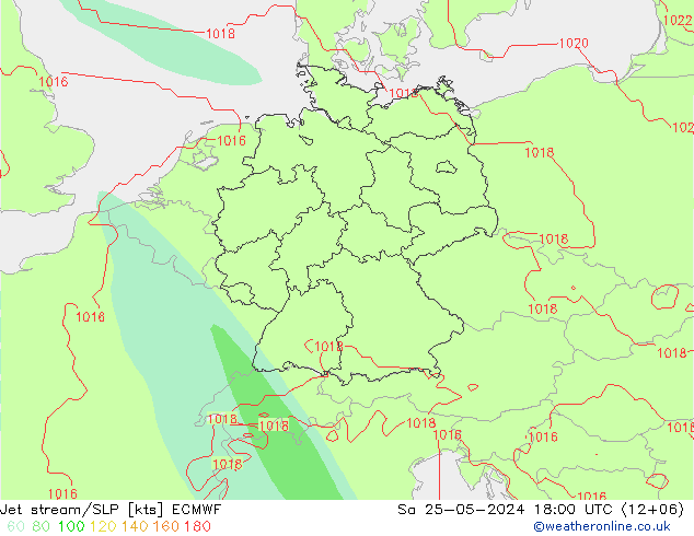 Polarjet/Bodendruck ECMWF Sa 25.05.2024 18 UTC