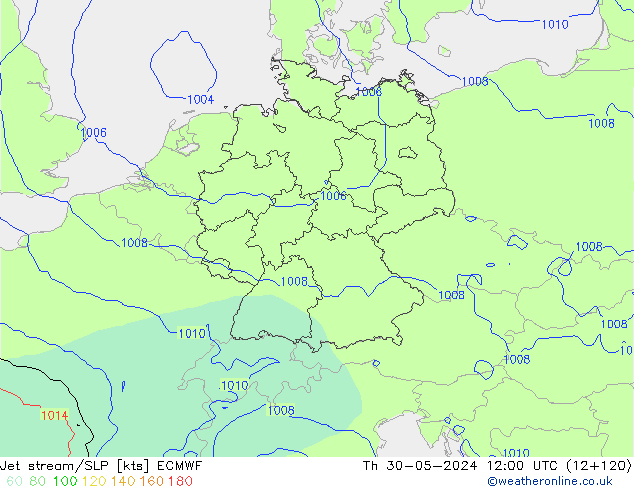 Jet stream/SLP ECMWF Th 30.05.2024 12 UTC