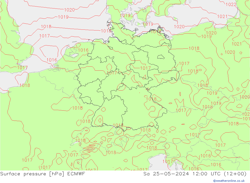 Surface pressure ECMWF Sa 25.05.2024 12 UTC