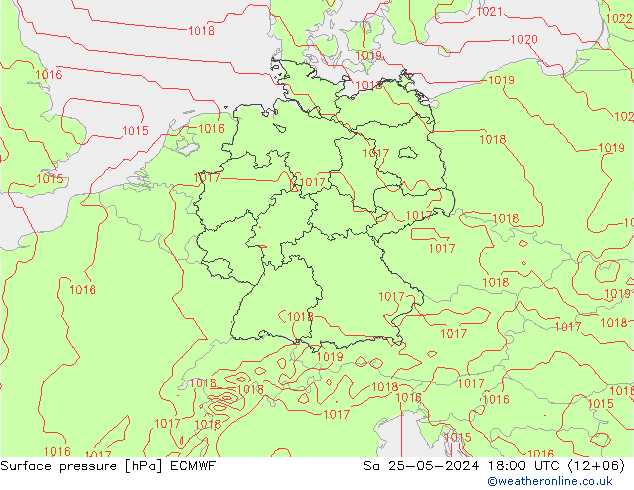 地面气压 ECMWF 星期六 25.05.2024 18 UTC