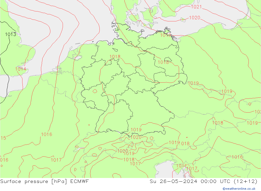 Surface pressure ECMWF Su 26.05.2024 00 UTC