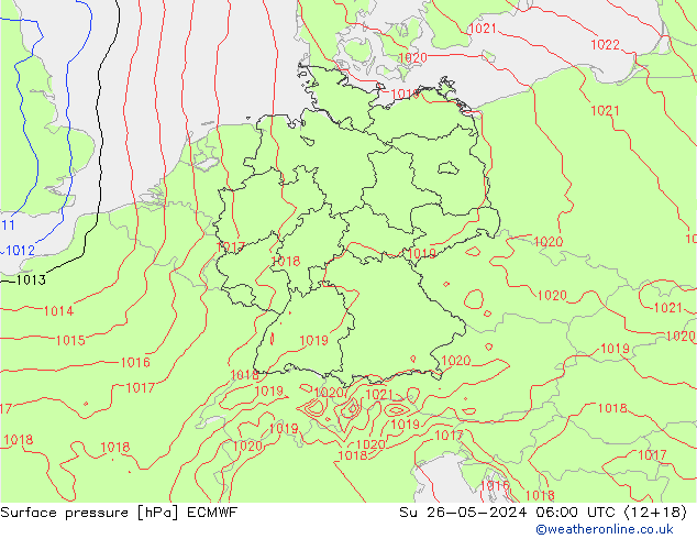 pression de l'air ECMWF dim 26.05.2024 06 UTC