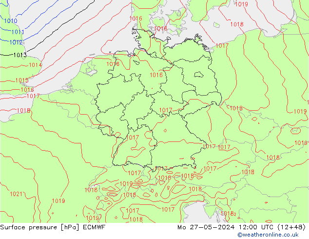 Surface pressure ECMWF Mo 27.05.2024 12 UTC