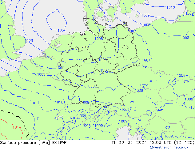 Surface pressure ECMWF Th 30.05.2024 12 UTC