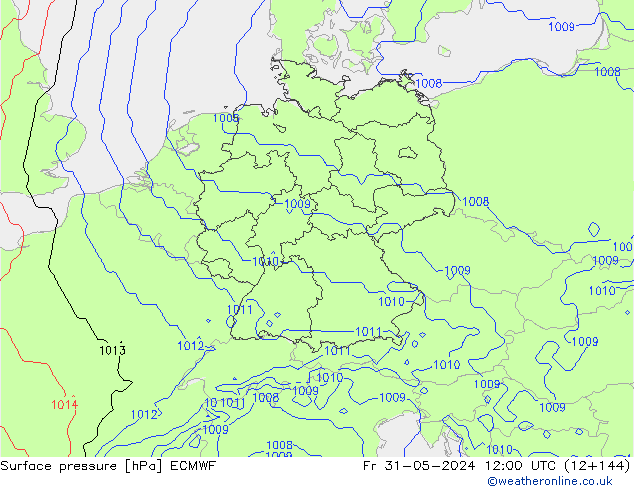 Surface pressure ECMWF Fr 31.05.2024 12 UTC