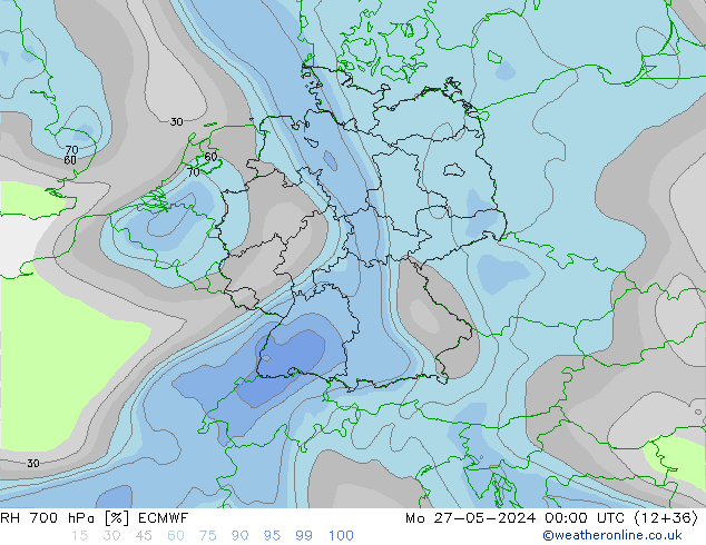 RH 700 hPa ECMWF Po 27.05.2024 00 UTC