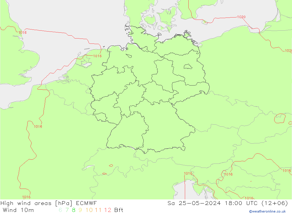 High wind areas ECMWF Sáb 25.05.2024 18 UTC