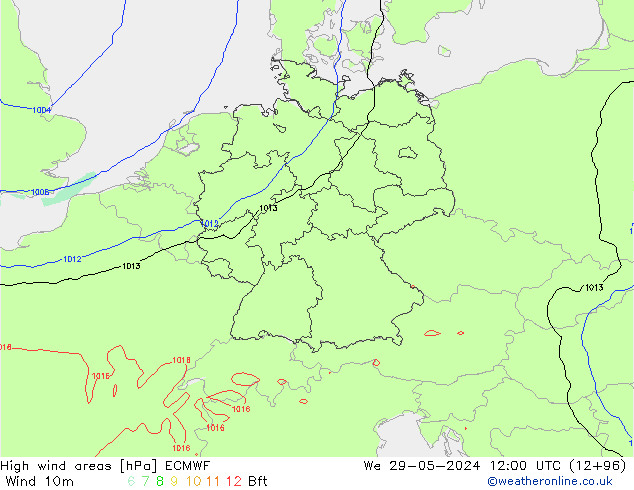 High wind areas ECMWF ср 29.05.2024 12 UTC